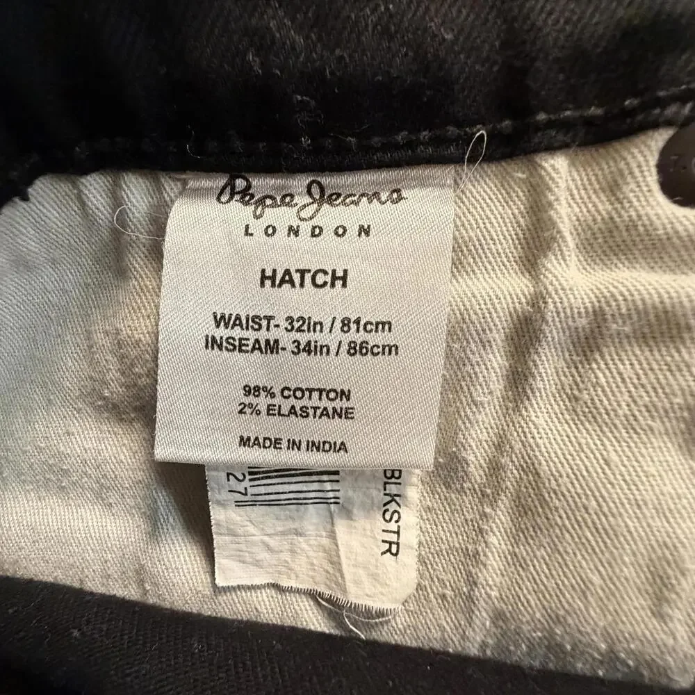 Pepe Jeans London Hatch Black Men's Jeans Waist 32‎ Inseam 34 #825